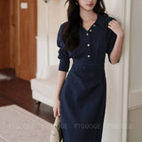 ストライプシャツカラーワンピース01561