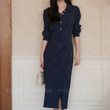 ストライプシャツカラーワンピース01561