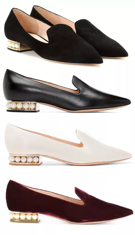 【新作早割12/9まで】パールヒールポインテッドローファー01543